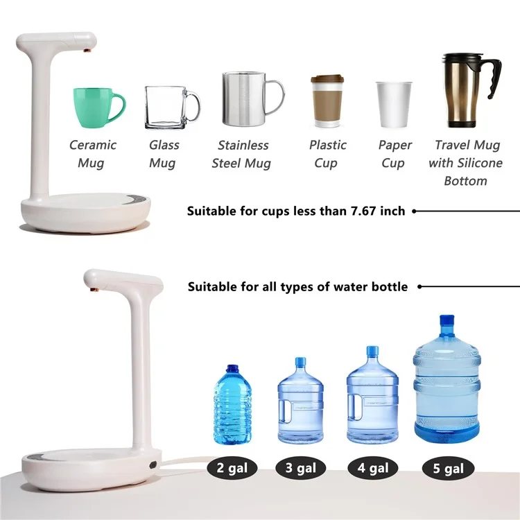 C021 Elektrische Wasserpumpe mit Tischdesign, leistungsstarker Wasserspender für Flaschenwasser (BPA-frei, kein FDA) - Schieferblau