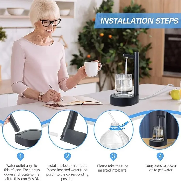 Distributeur d'eau de bureau intelligent à pompe électrique avec plateau (sans BPA, pas d'homologation FDA) - Blanc
