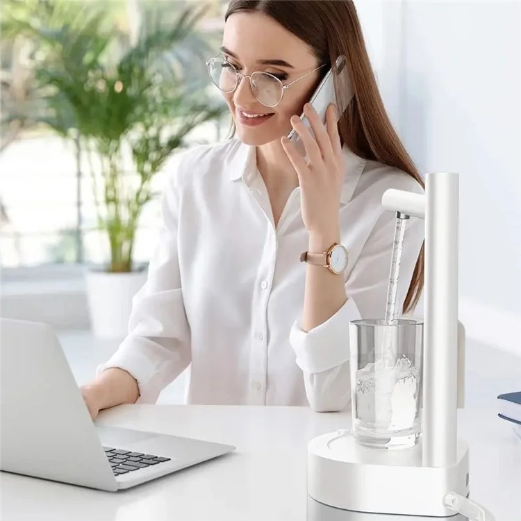 Distributeur d'eau de bureau intelligent à pompe électrique avec plateau (sans BPA, pas d'homologation FDA) - Blanc