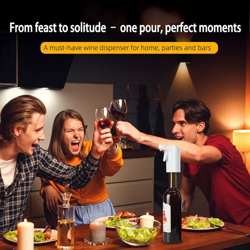 S18 Smart Wine Dispenser Touchscreen 1-99ml Precise Pour Electric Wine Dispenser for Red Wine Whiskey - White