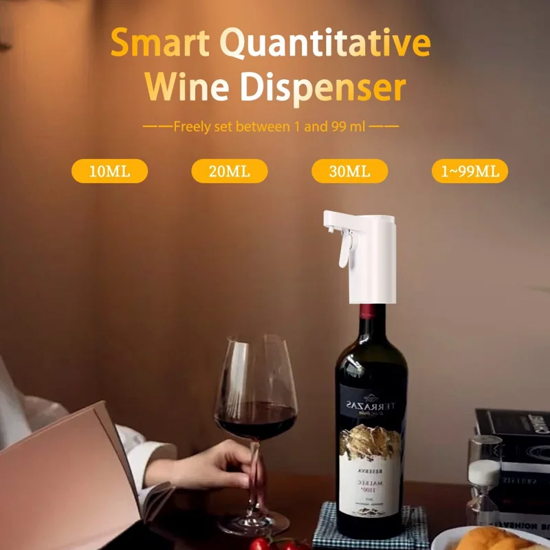 S18 Smart Wine Dispenser Touchscreen 1-99ml Precise Pour Electric Wine Dispenser for Red Wine Whiskey - White