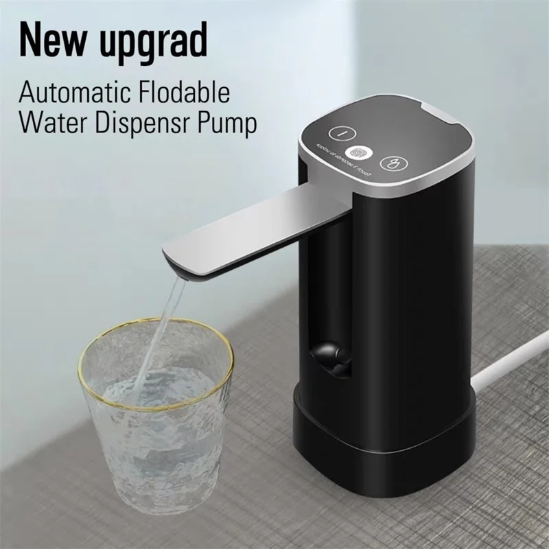AP127T Bomba Elétrica Automática com Dobragem 1200mAh Dispensador Sem Fios 3 Modos de Bomba de Água para Garrafas de 5-18,9L - Preto