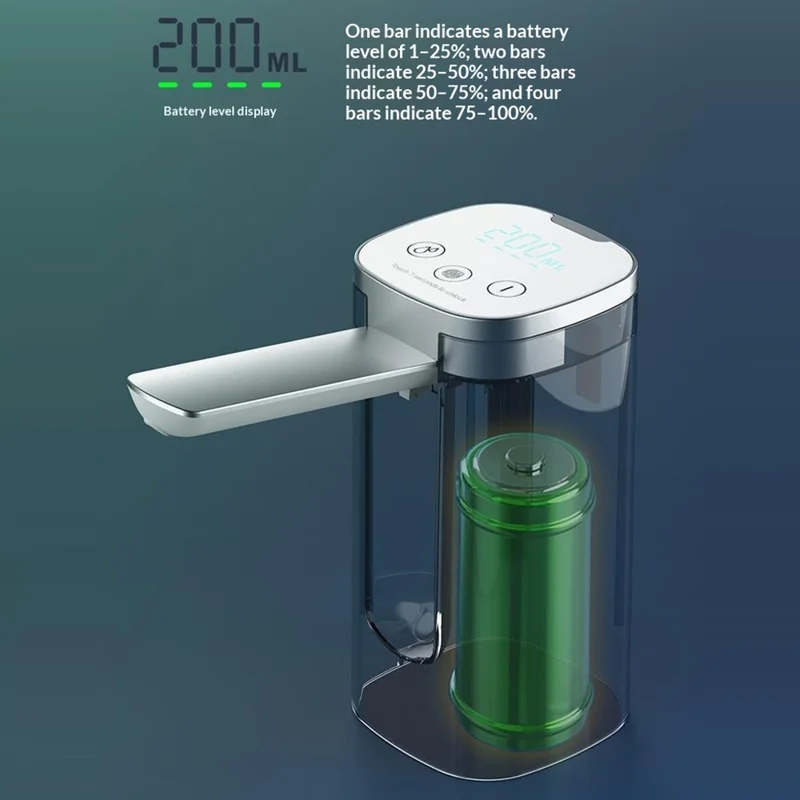 AP127T Bomba Elétrica Automática com Dobragem 1200mAh Dispensador Sem Fios 3 Modos de Bomba de Água para Garrafas de 5-18,9L - Preto