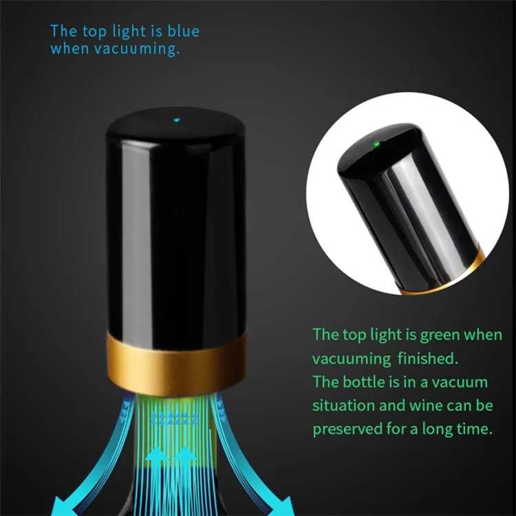 SW-VS06C Wine Bottle Stopper Automatic Vacuum Wine Stopper Reusable Wine Preserver Bottle Saver (BPA Free, with FDA Certification) - Oro