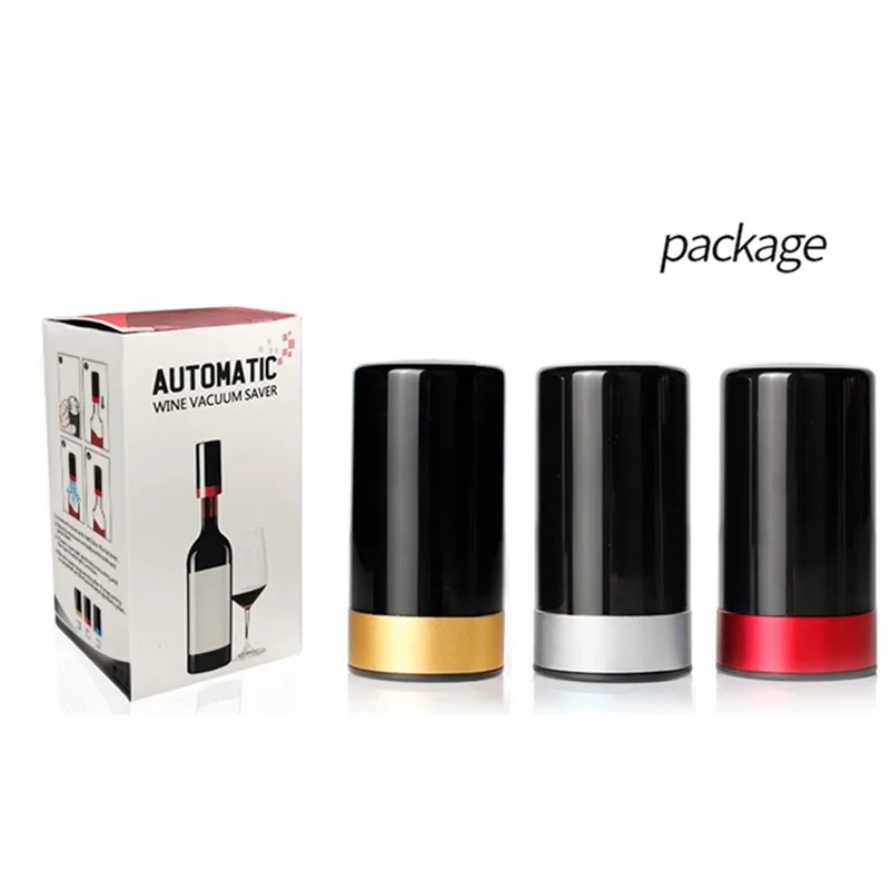 SW-VS06C Wine Bottle Stopper Automatic Vacuum Wine Stopper Reusable Wine Preserver Bottle Saver (BPA Free, with FDA Certification) - Red