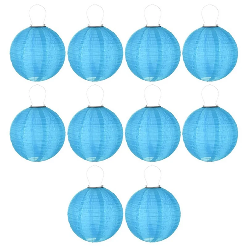 DN-003 10Pcs 30cm / 12 Inch IP55 Waterproof Outdoor Solar Light Garden Hanging Lantern - Blue
