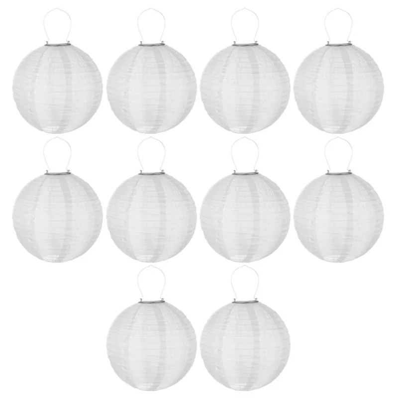 DN-003 10Pcs 30cm / 12 Inch IP55 Waterproof Outdoor Solar Light Garden Hanging Lantern - White