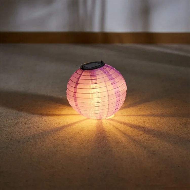 DN-003 10Pcs 20cm / 8 Inch Garden Hanging Lantern Outdoor Solar Light Pathway Decor - Pink