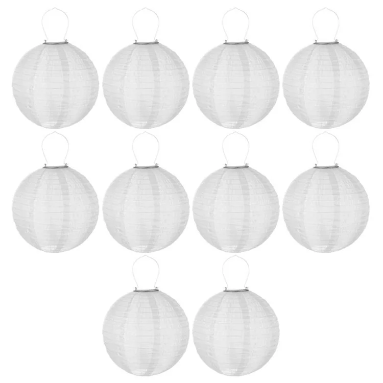 DN-003 10Pcs 20cm / 8 Inch Garden Hanging Lantern Outdoor Solar Light Pathway Decor - White