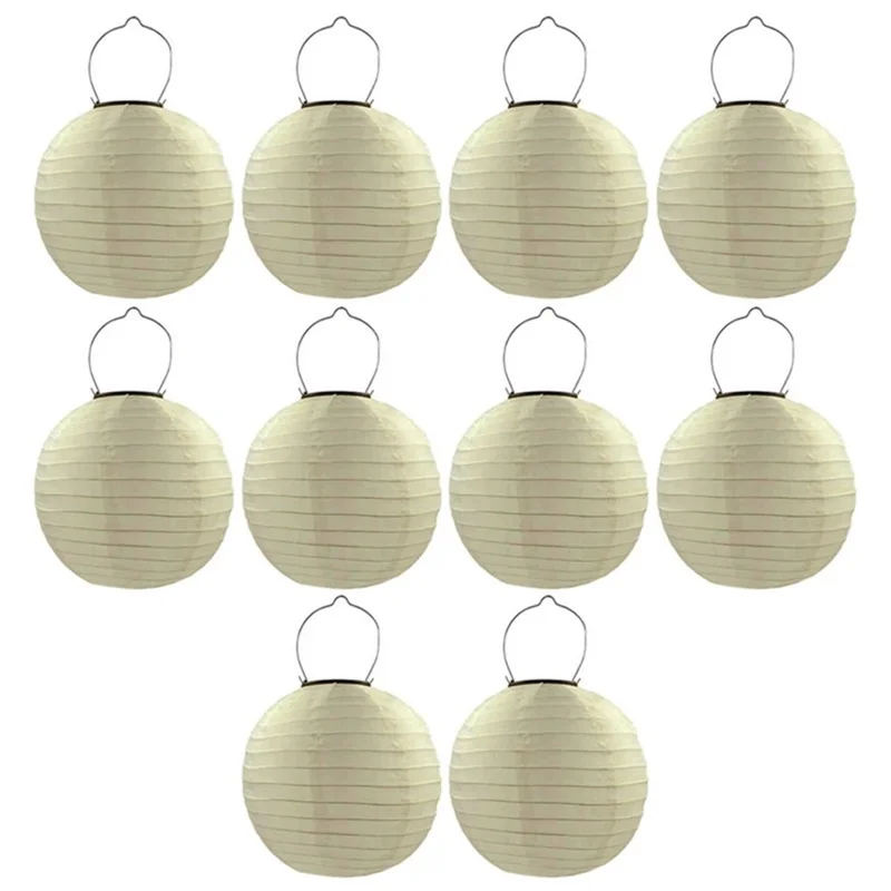 DN-003 10 pezzi da 20 cm / 8 pollici Lanterna da giardino appesa all'aperto Luce solare Percorso Decoro - Beige