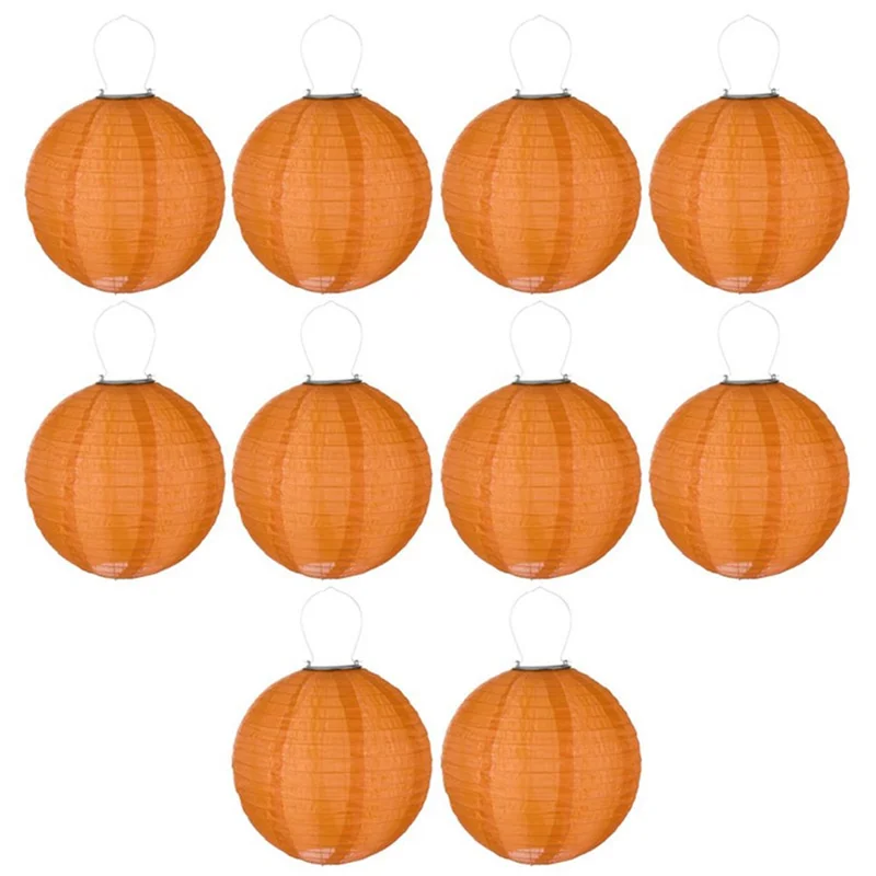 DN-003 10Pcs 20cm / 8 Inch Garden Hanging Lantern Outdoor Solar Light Pathway Decor - Orange