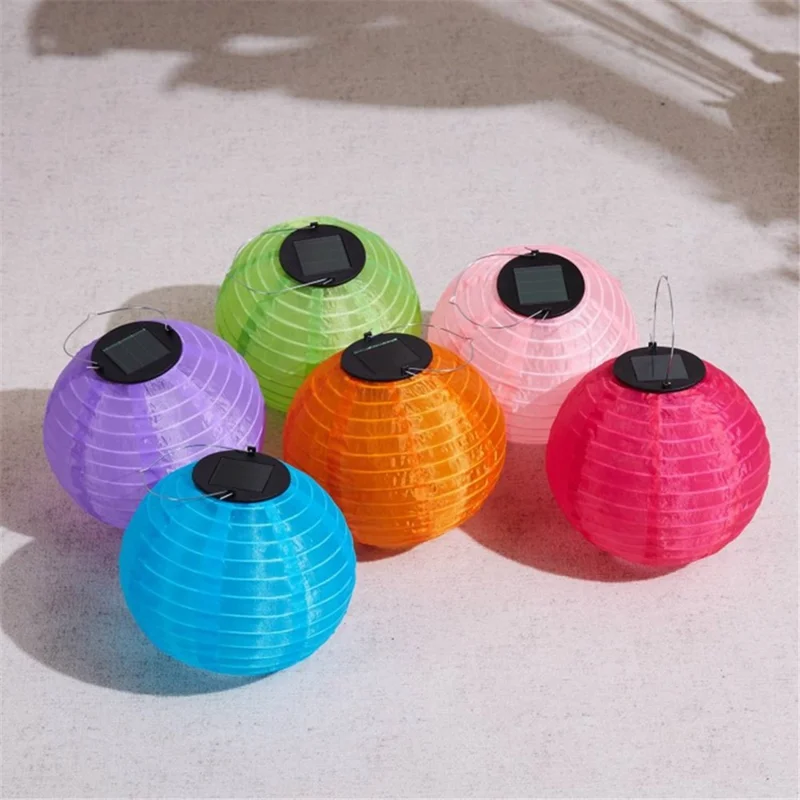 DN-003 10Pcs 20cm / 8 Inch Garden Hanging Lantern Outdoor Solar Light Pathway Decor - Orange
