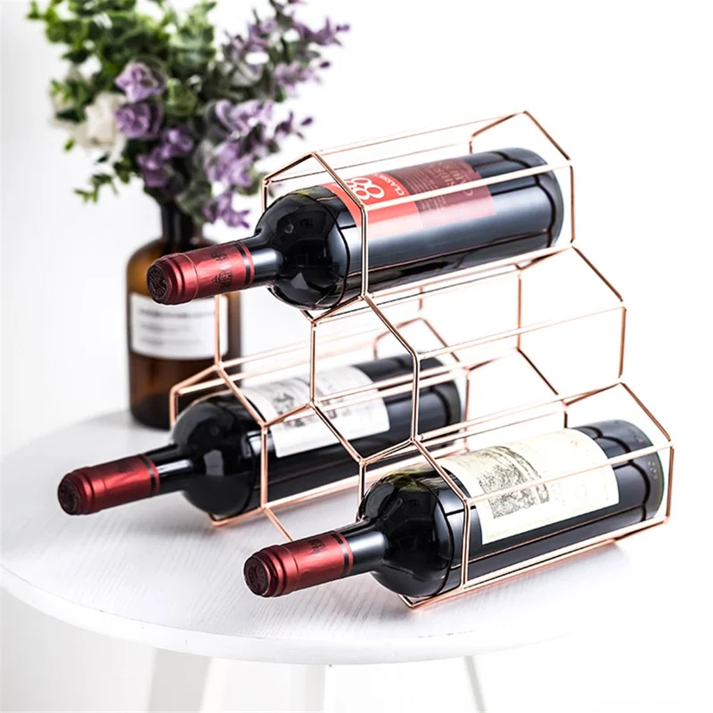 002B026 6-Bottle Wine Holder Rack Honeycomb-Shaped Wine Bottle Display for Home, Office