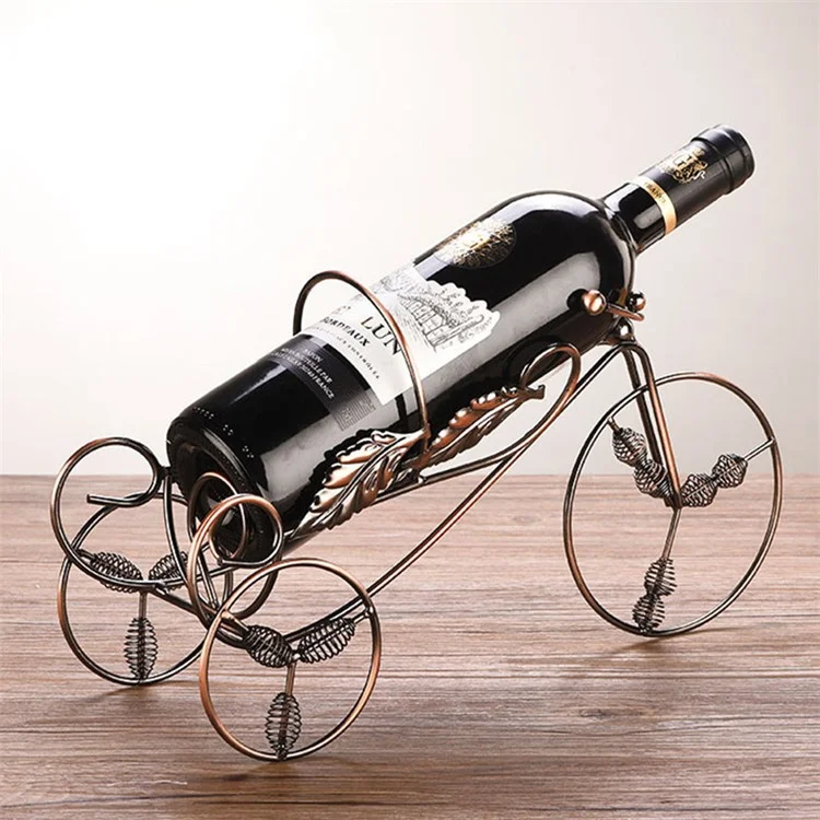 002B004 Retro Wine Rack Metal Bicycles Tricycle Design Wine Bottle Organizer Home Decoration - Bronze