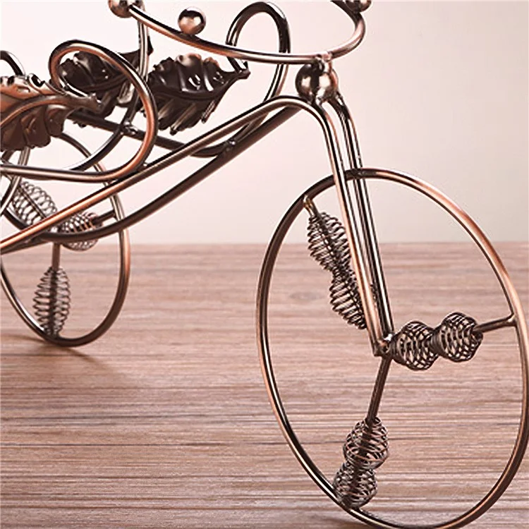 002B004 Retro Wine Rack Metal Bicycles Tricycle Design Wine Bottle Organizer Home Decoration - Bronze