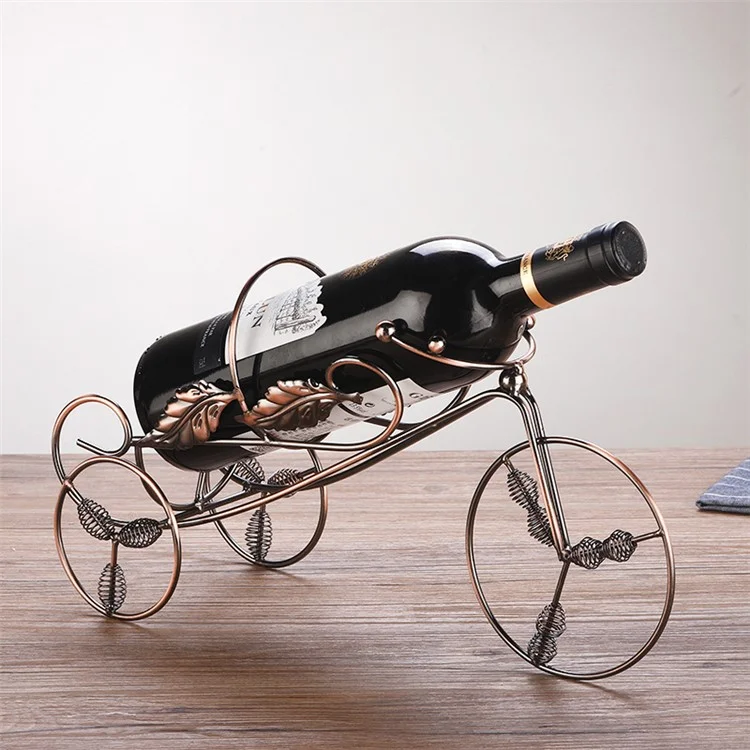 002B004 Retro Wine Rack Metal Bicycles Tricycle Design Wine Bottle Organizer Home Decoration - Bronze