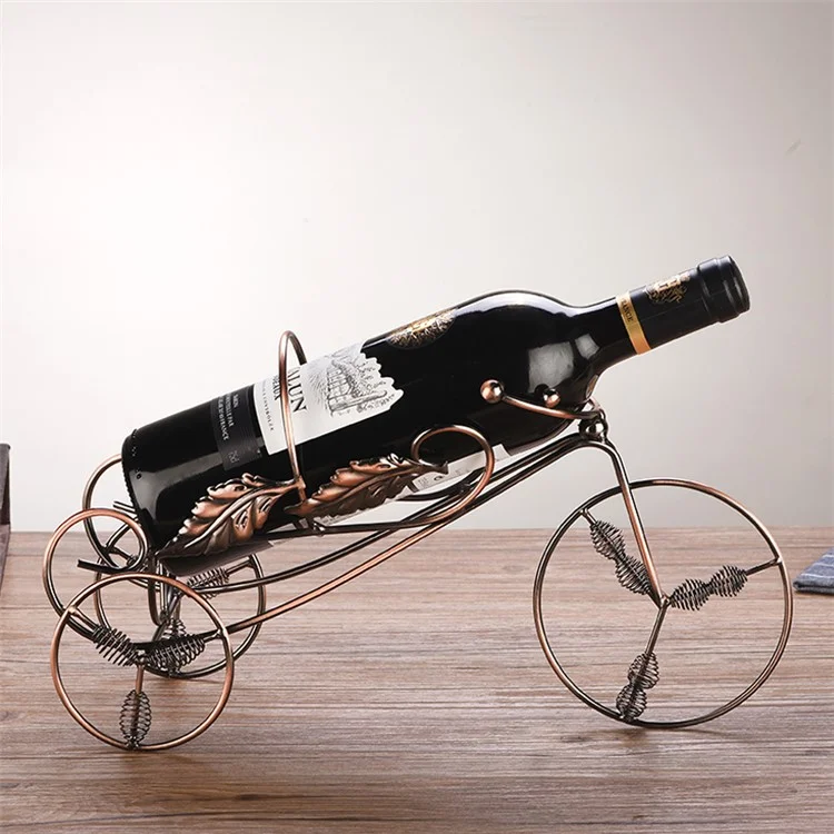 002B004 Retro Wine Rack Metal Bicycles Tricycle Design Wine Bottle Organizer Home Decoration - Bronze