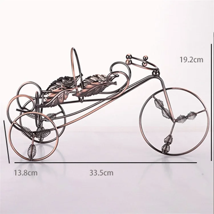 002B004 Retro Wine Rack Metal Bicycles Tricycle Design Wine Bottle Organizer Home Decoration - Bronze