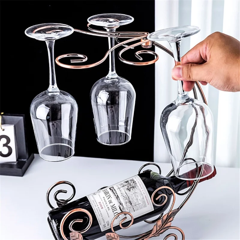 002A013-4 Red Wine Display Rack Wine Bottle 4-Cup Holder Home Decoration - Bronze