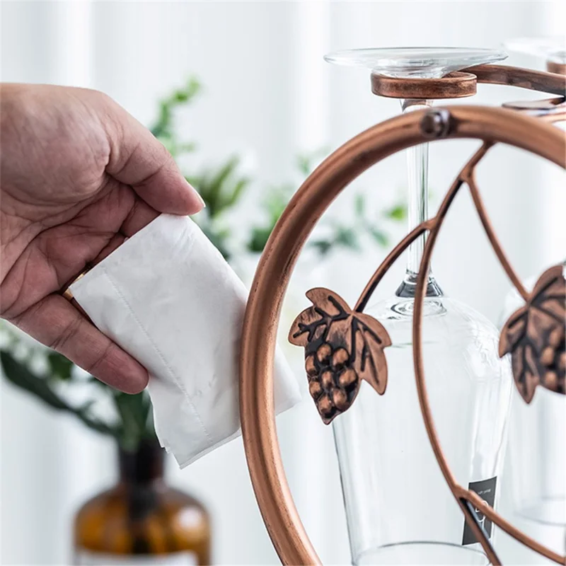 002A003 Red Wine Iron Art Display Rack Decorative Wine Bottles Glass Cups Holder