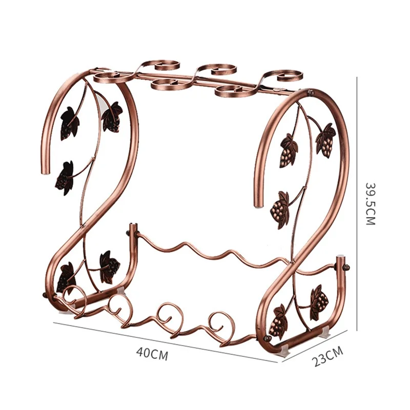 002A003 Red Wine Iron Art Display Rack Decorative Wine Bottles Glass Cups Holder