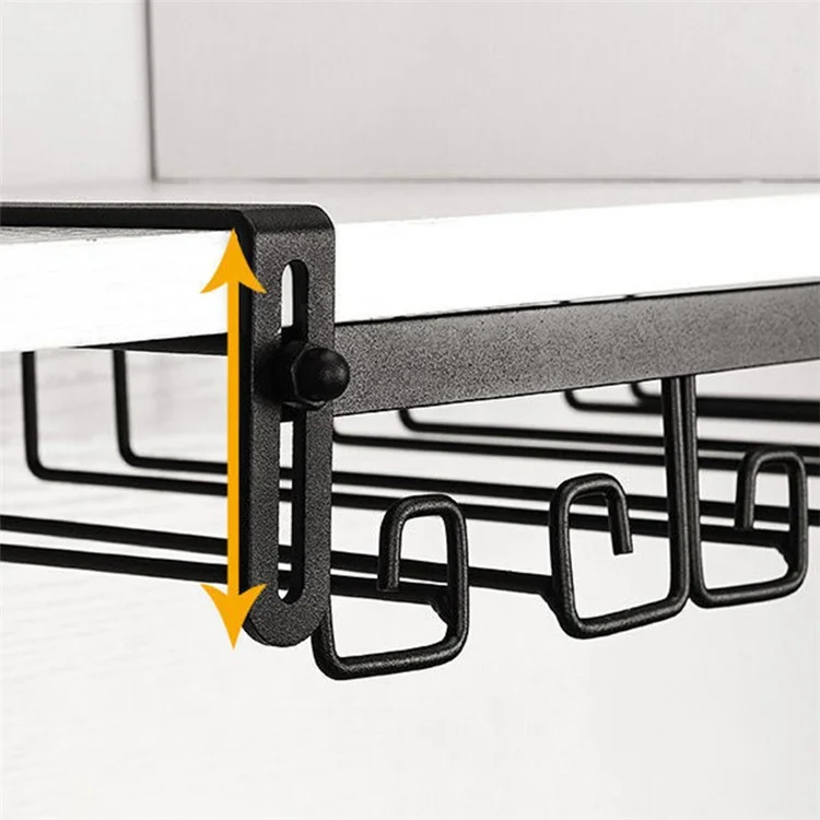 002C037 Rack à vin 2 rangées sous le placard Support de verre à vin Porte-verre - Noir mat