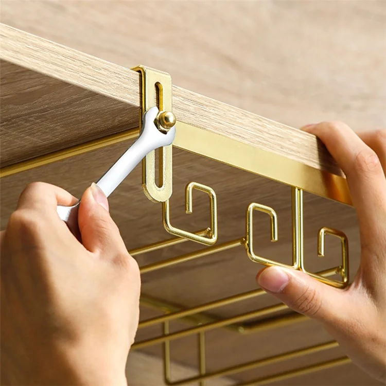 002C037 Rack à vin 2 rangées sous le placard Support de verre à vin Porte-verre - Noir mat