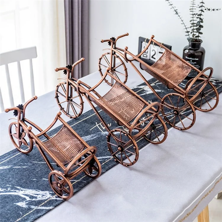 002B034-A55L Iron Wine Holder 5L Wine Rack Bike Shape Tricycle Art Home Decoration