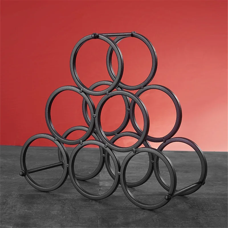 002B025 6 Bottle Wine Rack Free Standing Metal Wine Bottle Storage Shelf for Home Bar