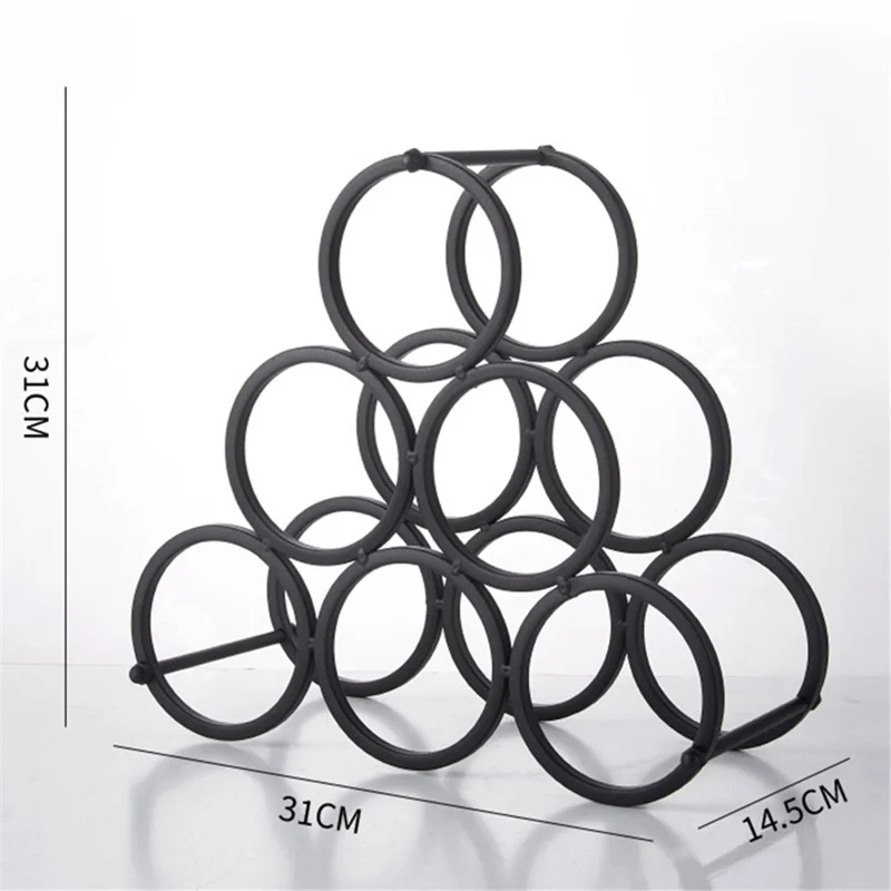 002B025 6 Bottle Wine Rack Free Standing Metal Wine Bottle Storage Shelf for Home Bar