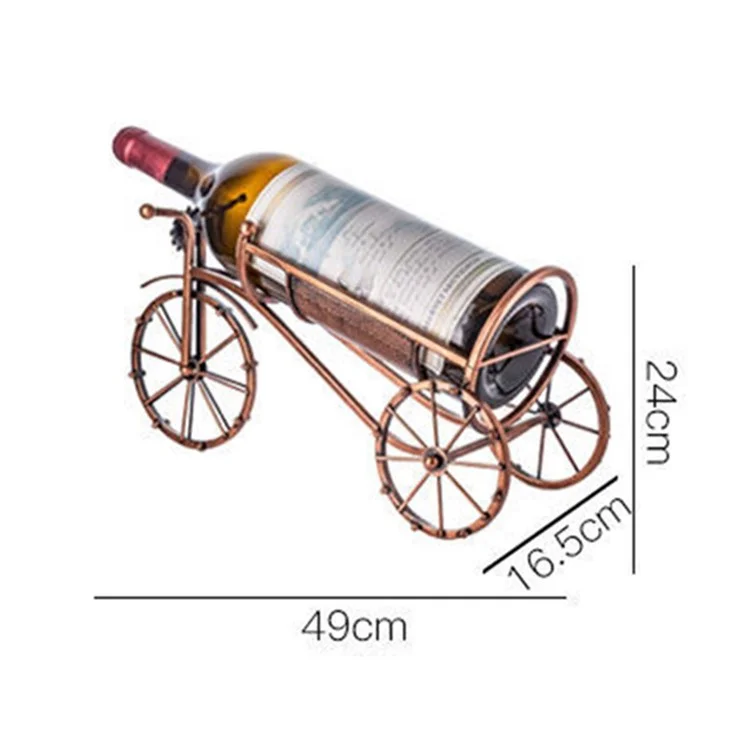 002B034-A33 Iron Wine Holder 3L Wine Bottle Rack Holder Tricycle Shape Design Art Home Decoration
