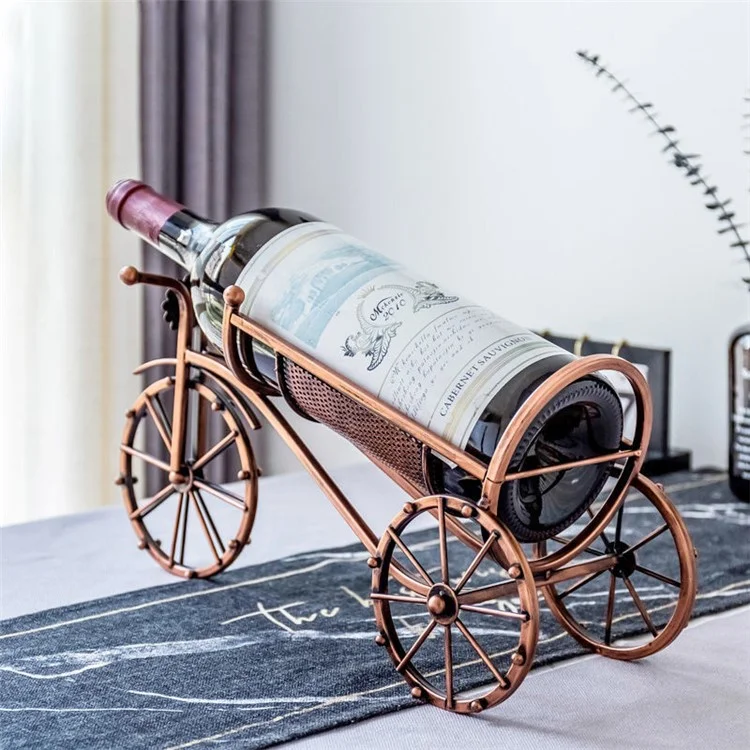 002B034-A33 Iron Wine Holder 3L Wine Bottle Rack Holder Tricycle Shape Design Art Home Decoration