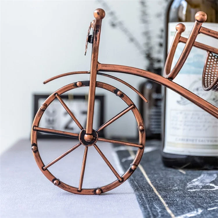 002B034-A33 Iron Wine Holder 3L Wine Bottle Rack Holder Tricycle Shape Design Art Home Decoration