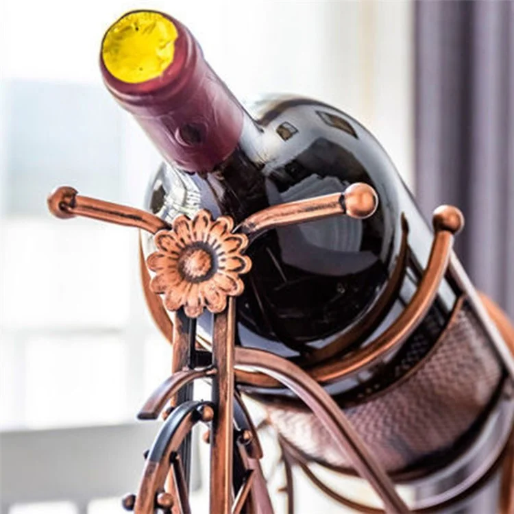 002B034-A33 Iron Wine Holder 3L Wine Bottle Rack Holder Tricycle Shape Design Art Home Decoration