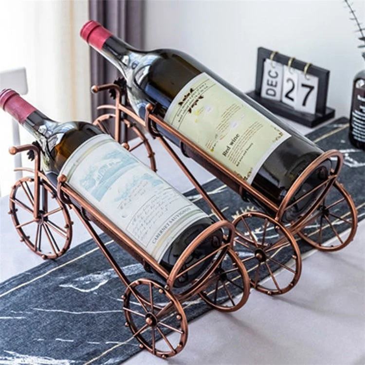 002B034-A33 Iron Wine Holder 3L Wine Bottle Rack Holder Tricycle Shape Design Art Home Decoration