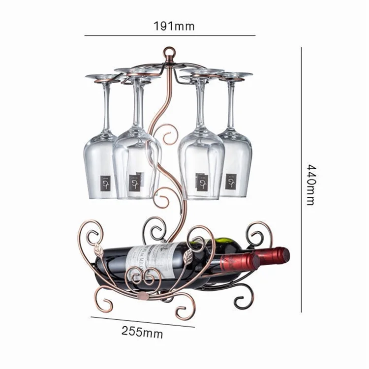 002A019 Creative Design 6 Glass Cup Hanger Drying Stand Wine Bottle Storage Rack - Bronze