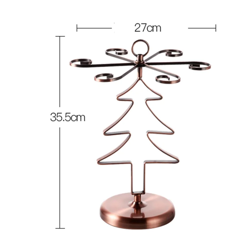 002C041 Christmas Tree Wine Glass Holder 6-Glass Countertop Standing Rack for Bar Kitchen Table Display - Gold