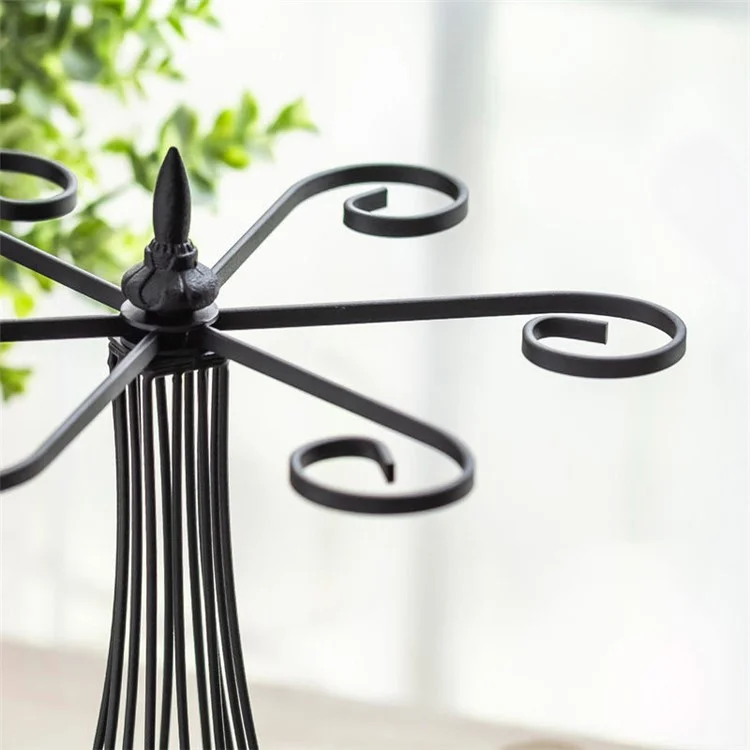 002C038 6 Glass Cup Rack Tower-Shaped Wine Glass Holder Display for Home - Black
