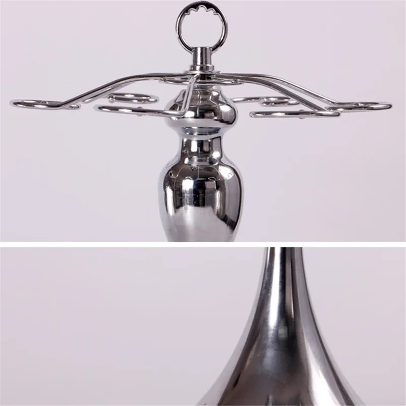 002C006 6 Hooks Wine Glass Rack Holder Tabletop Hanging Shelf Iron Storage Rack - Bronze