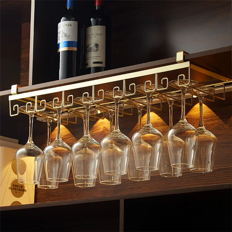 002C066-6 Weinglashalter unter Regal oder Schrank, Eisenglasware-Trockenhalter für Küche Bar - Gold