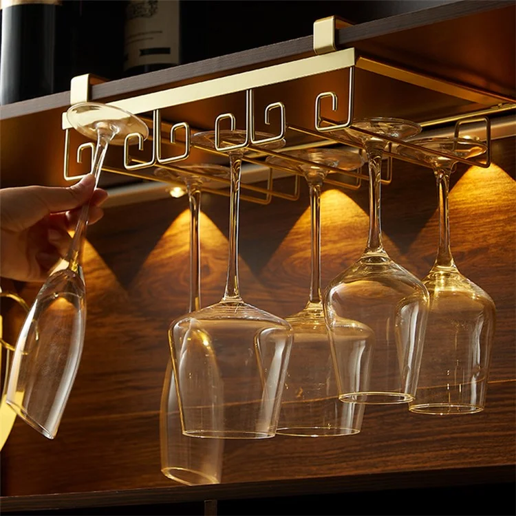 002C066-6 Weinglashalter unter Regal oder Schrank, Eisenglasware-Trockenhalter für Küche Bar - Gold