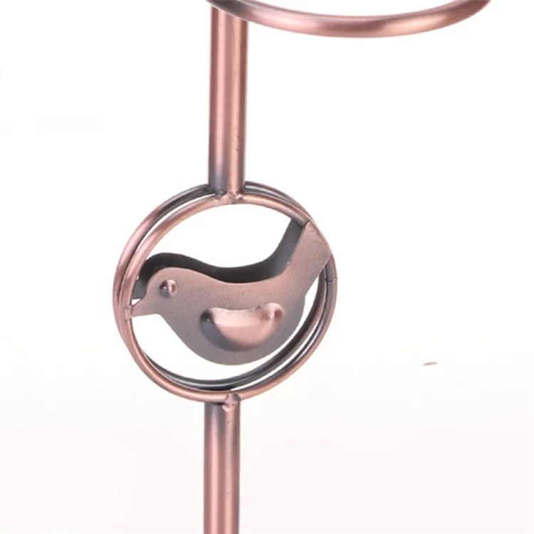 002C034 Countertop Wine Glass Holder with Bird Decor 6-Hook Freestanding Stemware Storage Rack - Bronze