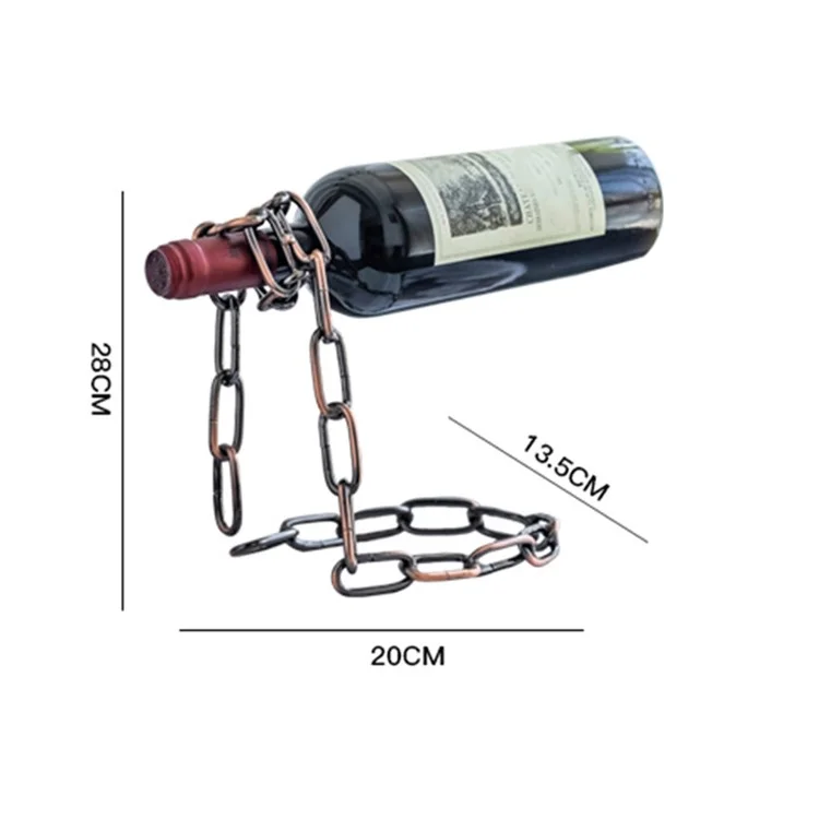 002B011 Creative Iron Chain Design Wine Rack Stand, Wine Bottle Holder for Home, Office, Wine Cabinet Bottle Stand - Bronze