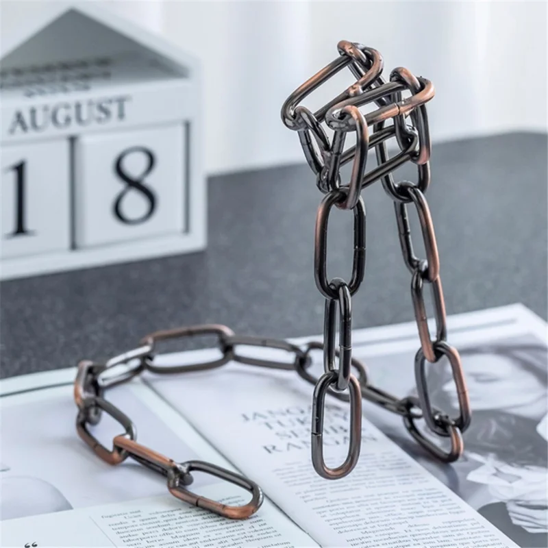 002B011 Creative Iron Chain Design Wine Rack Stand, Wine Bottle Holder for Home, Office, Wine Cabinet Bottle Stand - Bronze