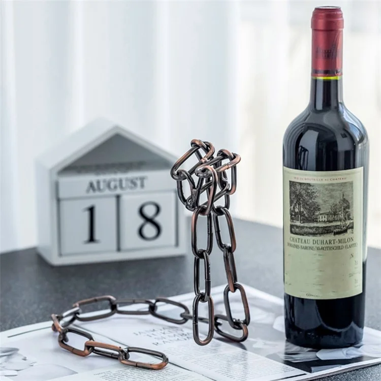002B011 Creative Iron Chain Design Wine Rack Stand, Wine Bottle Holder for Home, Office, Wine Cabinet Bottle Stand - Bronze