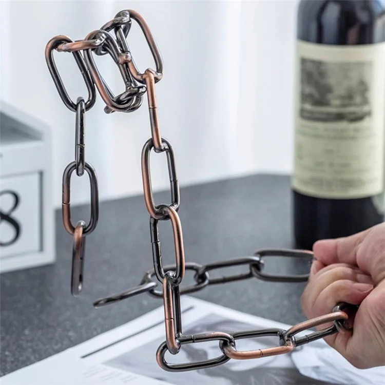 002B011 Creative Iron Chain Design Wine Rack Stand, Wine Bottle Holder for Home, Office, Wine Cabinet Bottle Stand - Bronze