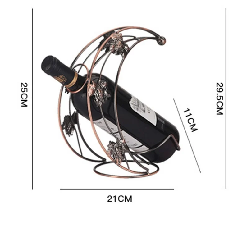 002B001 Metal Wine Rack Moon Shape Wrought Iron Wine Bottle Holder for Home, Office, Wine Cabinet - Bronze