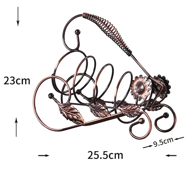 002B005 Single Bottle Wine Holder Iron Rack Sunflower Decor Wine Display Stand - Bronze