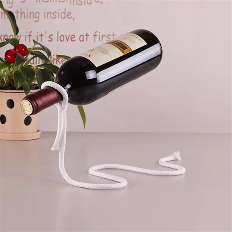 002B012 Iron Wine Holder Magic Suspending Rope Wine Rack Home Decoration