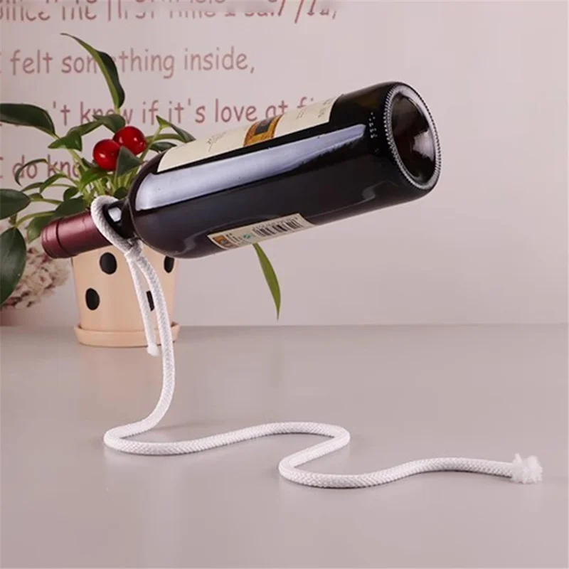 002B012 Iron Wine Holder Magic Suspending Rope Wine Rack Home Decoration